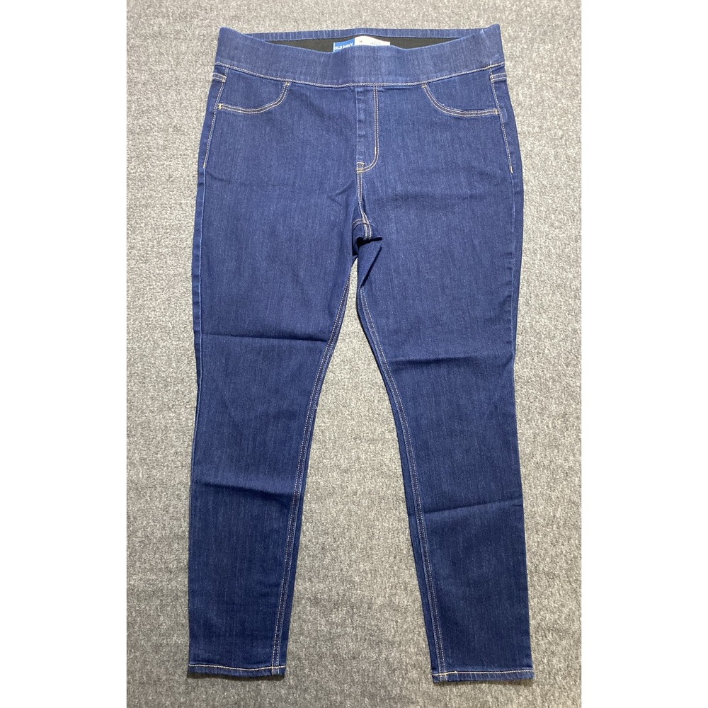 Old Navy Womens Mid Rise Jeggings Adjustable Waist Dark Wash Blue Size 16